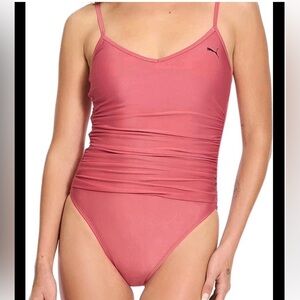 Puma Womens Slimming One Piece Bathing Suit NWT Dusty Rose Size XL